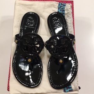 Tory Burch Miller Sandals in black patent size 6.5